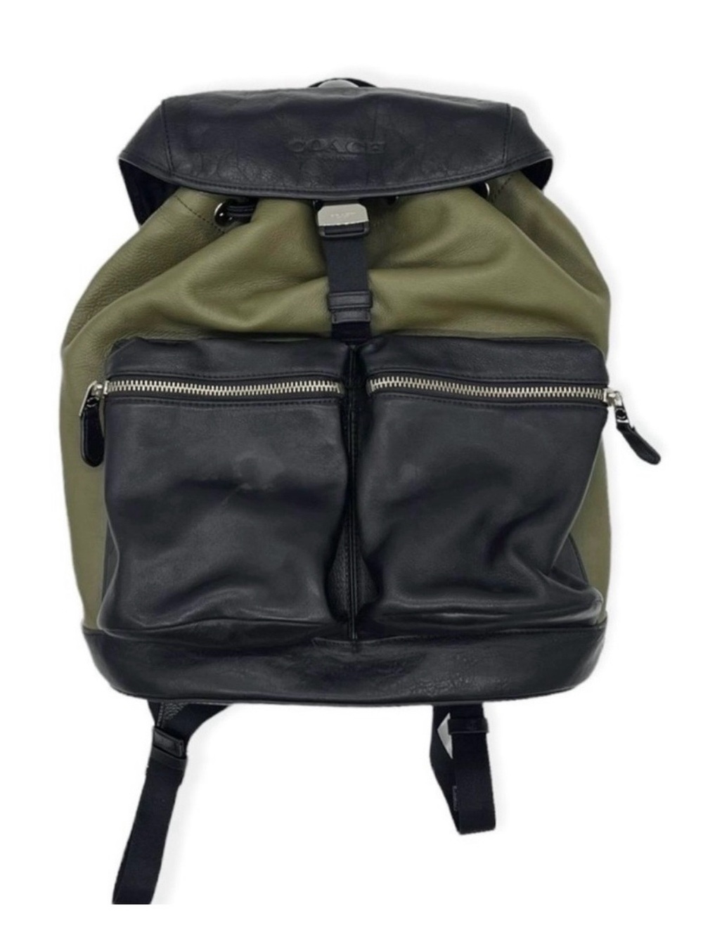 Coach Green and Black Leather Backpack Rucksack